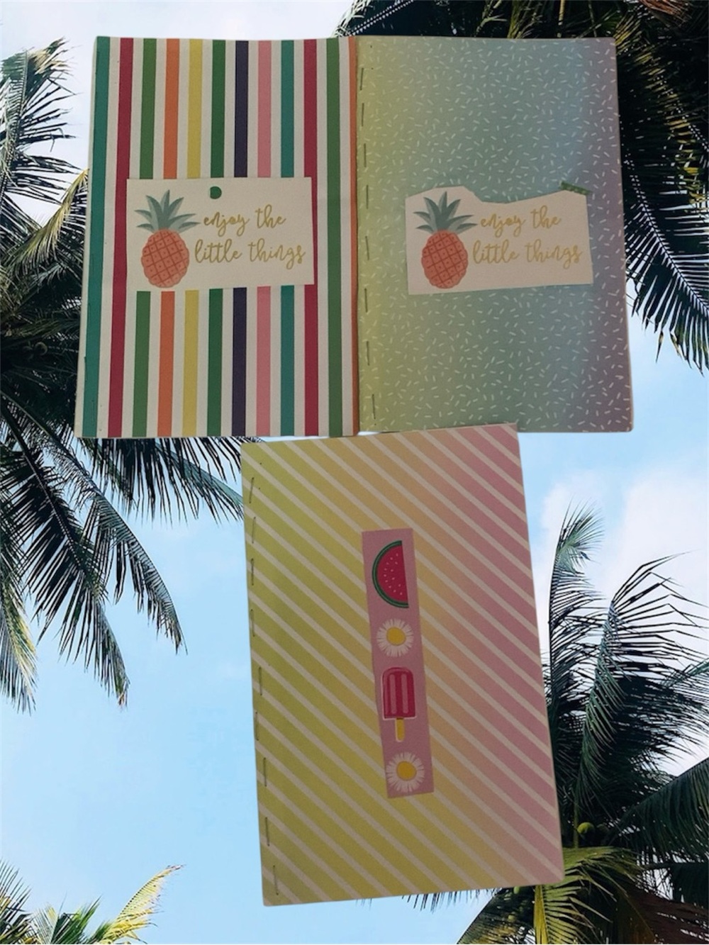 Handmade Tropical Notebook Set of 3 | Cute Summer Aesthetic Lined Journals
